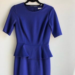 Trina Turk royal blue dress w/ peplum